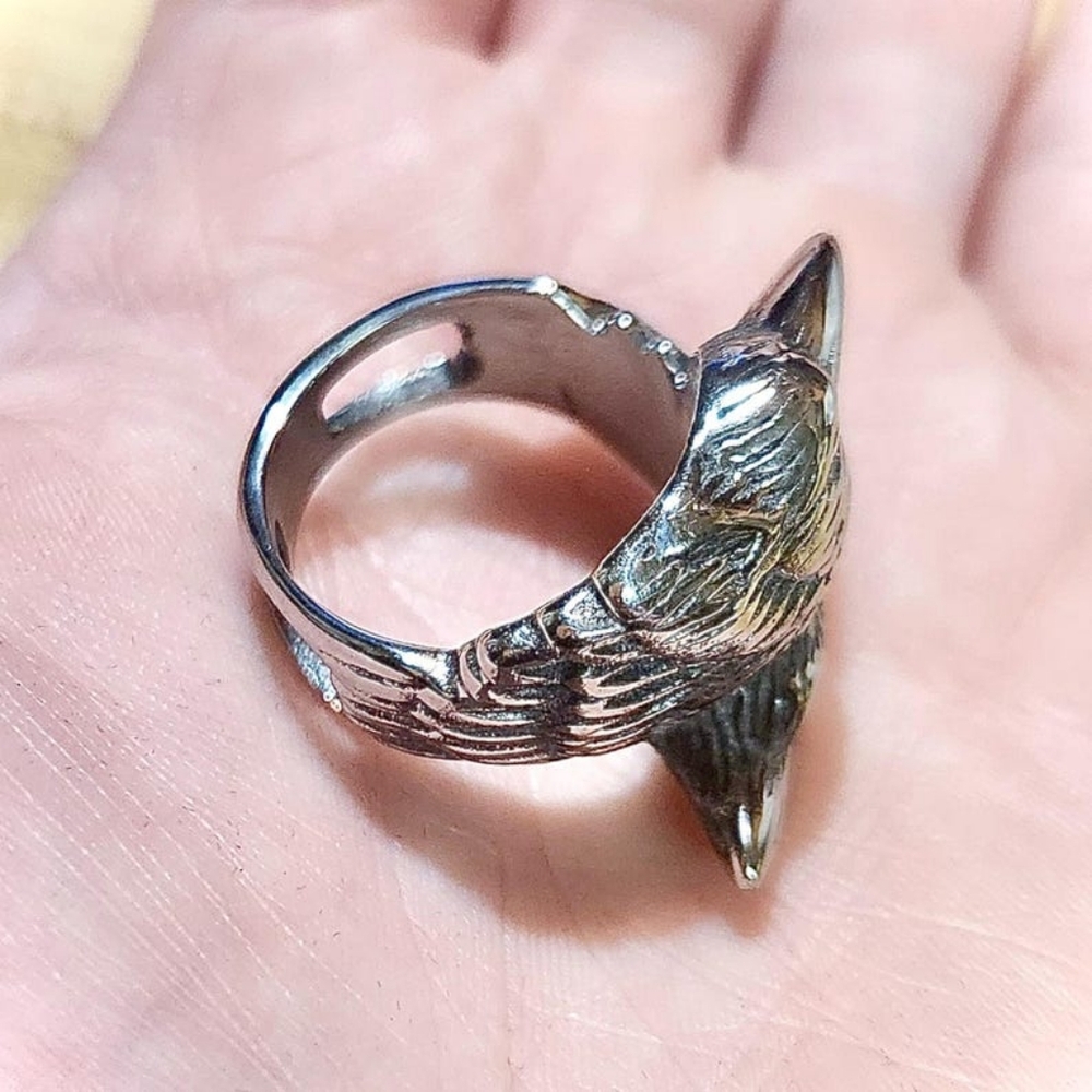 Viking Raven Ring Hugin and Munin Odin's Raven Ring Viking Twin  Stainless Steel - Picture 10 of 10